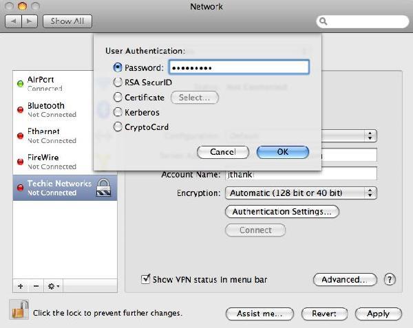 Setup VPN in Mac OS X - 10